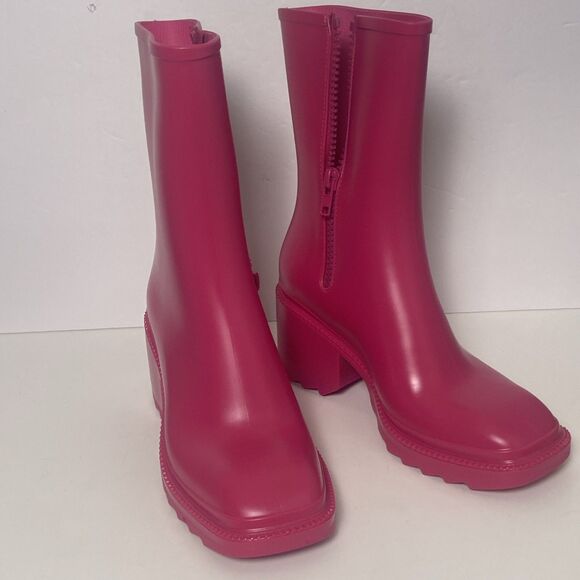 INC International Concepts Pink Square Toe Block Heel Rain Boots Size 10 NWOB - Picture 5 of 12
